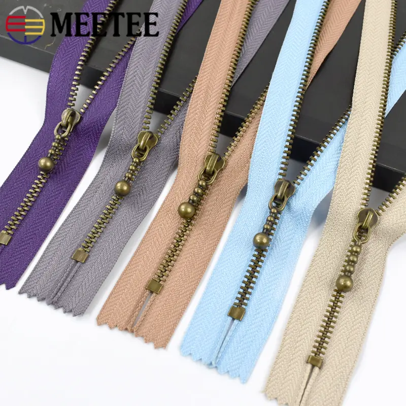 5Pcs 15-40cm 3# Metal Zippers for Bag Closed-end Zipper Shoes Pocket Decor Zip Closure Repair Kit DIY Clothing Sewing Acessories