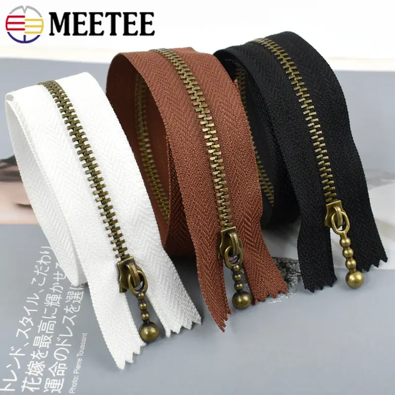 5Pcs 15-40cm 3# Metal Zippers for Bag Closed-end Zipper Shoes Pocket Decor Zip Closure Repair Kit DIY Clothing Sewing Acessories