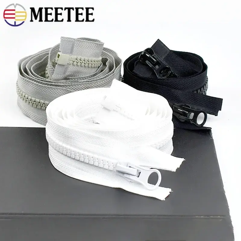 8# 60-500cm Resin Zipper Double Sliders Zippers Open-End Long Zip for Sewing Tent Down Jacket Garment Repair Kit DIY Accessories
