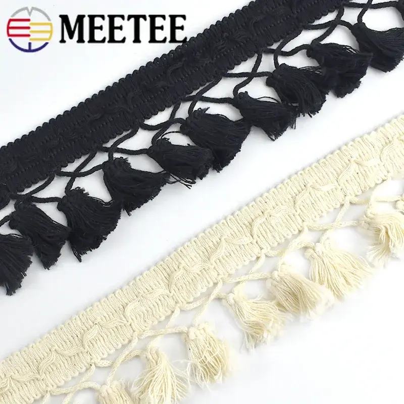 1-5Yards Cotton Fringe Lace Trims for Sewing Clothes Bag Curtain Tassel Ribbon Hometextile Decoration Tapes DIY Accessories