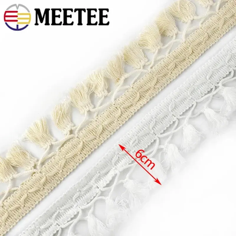 1-5Yards Cotton Fringe Lace Trims for Sewing Clothes Bag Curtain Tassel Ribbon Hometextile Decoration Tapes DIY Accessories