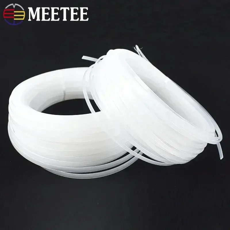 Meetee 10Meters 4-12mm Clear Plastic Corset Webbing Ribbon Dress Support Strap Ribbons Bra Side Tape DIY Sewing Accessories