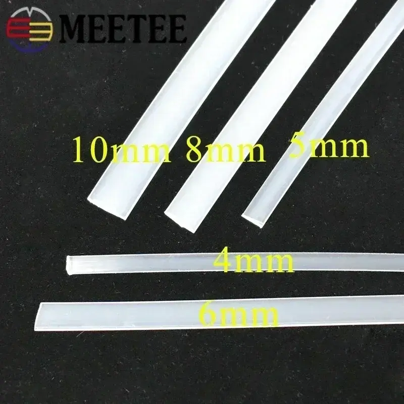 Meetee 10Meters 4-12mm Clear Plastic Corset Webbing Ribbon Dress Support Strap Ribbons Bra Side Tape DIY Sewing Accessories