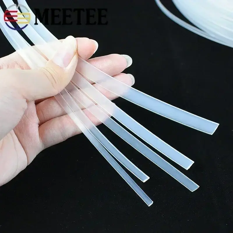 Meetee 10Meters 4-12mm Clear Plastic Corset Webbing Ribbon Dress Support Strap Ribbons Bra Side Tape DIY Sewing Accessories