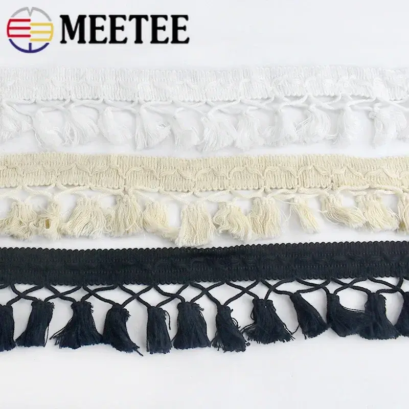 1-5Yards Cotton Fringe Lace Trims for Sewing Clothes Bag Curtain Tassel Ribbon Hometextile Decoration Tapes DIY Accessories
