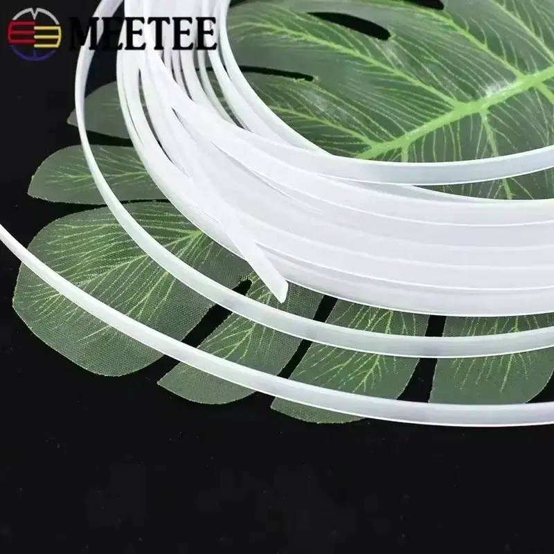 Meetee 10Meters 4-12mm Clear Plastic Corset Webbing Ribbon Dress Support Strap Ribbons Bra Side Tape DIY Sewing Accessories