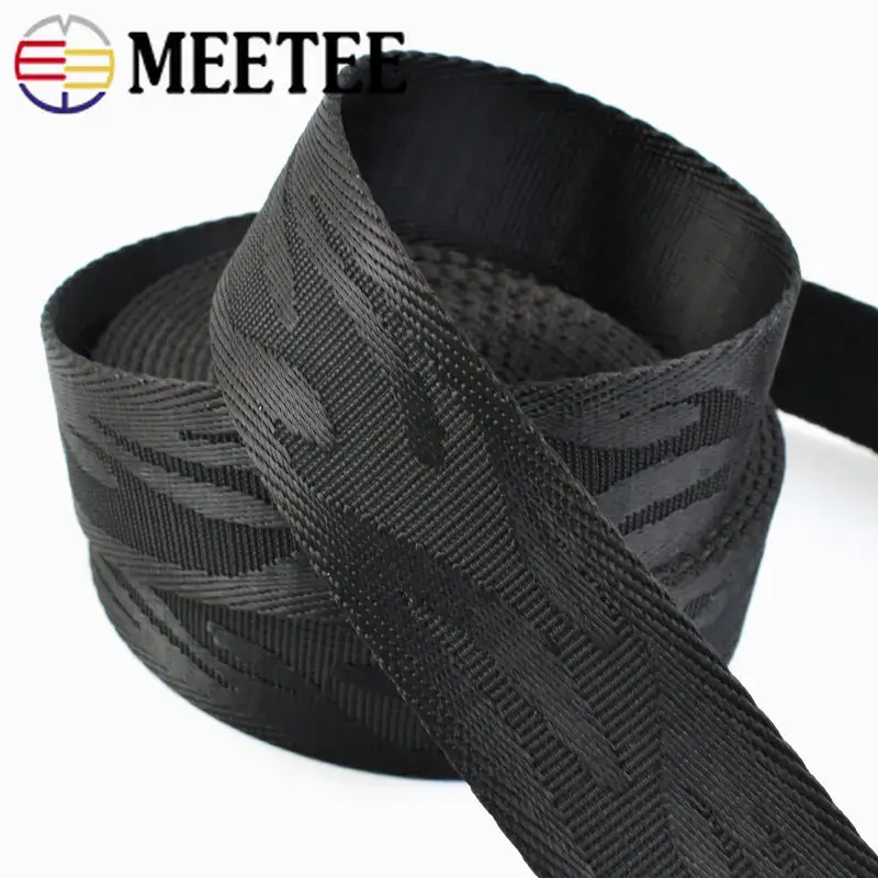 1/2/3/5M 38mm Black Nylon Webbing Tape Jacquard Ribbon For HandBag Strap Bag Belt Bias Binding DIY Clothes Sewing Accessories