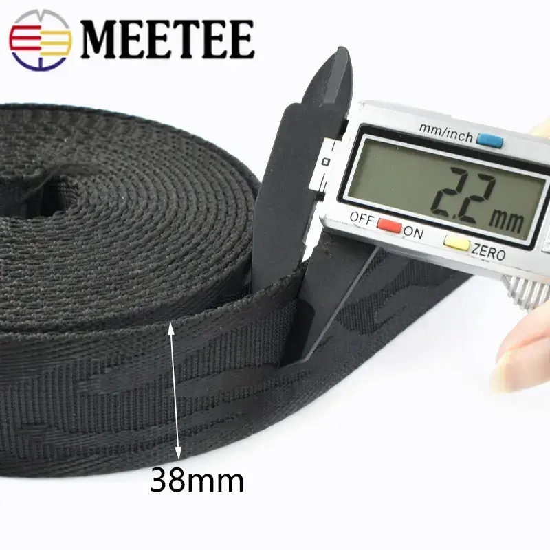 1/2/3/5M 38mm Black Nylon Webbing Tape Jacquard Ribbon For HandBag Strap Bag Belt Bias Binding DIY Clothes Sewing Accessories