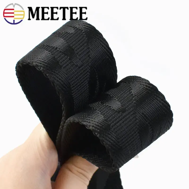 1/2/3/5M 38mm Black Nylon Webbing Tape Jacquard Ribbon For HandBag Strap Bag Belt Bias Binding DIY Clothes Sewing Accessories