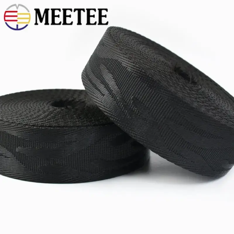 1/2/3/5M 38mm Black Nylon Webbing Tape Jacquard Ribbon For HandBag Strap Bag Belt Bias Binding DIY Clothes Sewing Accessories