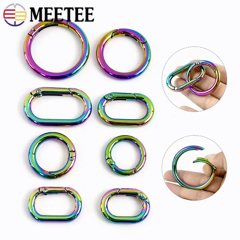 5/10/20Pcs 10-50mm Colored Spring O Ring Openable Metal Buckle for Bag Strap Pet Collar Keychain Carabiner Clasp DIY Accessories