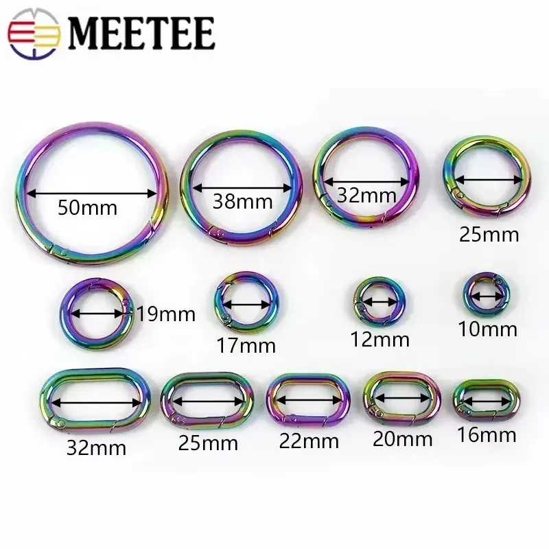5/10/20Pcs 10-50mm Colored Spring O Ring Openable Metal Buckle for Bag Strap Pet Collar Keychain Carabiner Clasp DIY Accessories