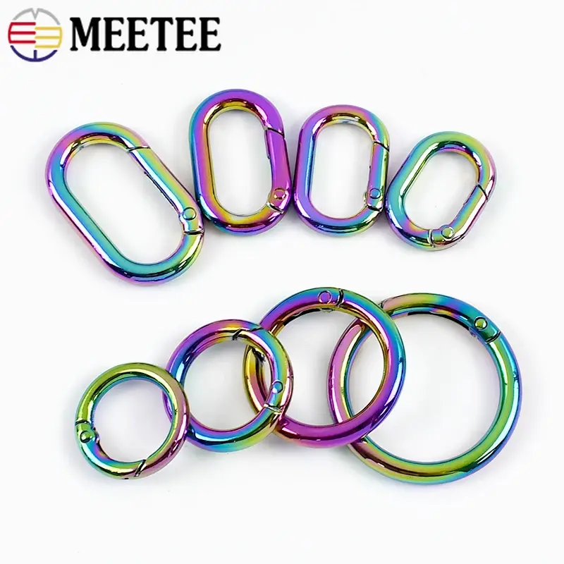 5/10/20Pcs 10-50mm Colored Spring O Ring Openable Metal Buckle for Bag Strap Pet Collar Keychain Carabiner Clasp DIY Accessories