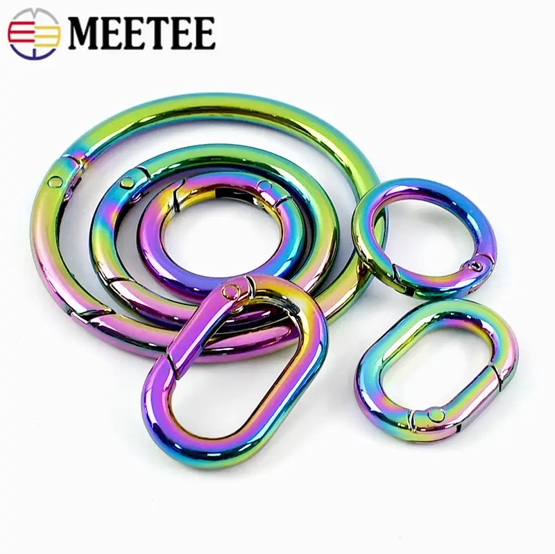 5/10/20Pcs 10-50mm Colored Spring O Ring Openable Metal Buckle for Bag Strap Pet Collar Keychain Carabiner Clasp DIY Accessories