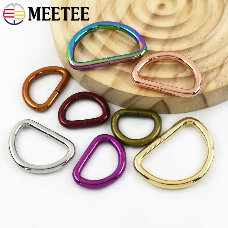5/10Pcs 20-38mm Colored Metal D Ring Buckles Bag Ring Pet Collar Connector Clasp Keychain Hook Buckle DIY Hardware Accessories