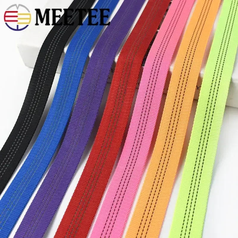 25mm 2-10M Reflective Nylon Webbing Tape Double-layer Tubular Backpack Ribbon Pet Collar Safety Bands DIY Bag Sewing Accessories