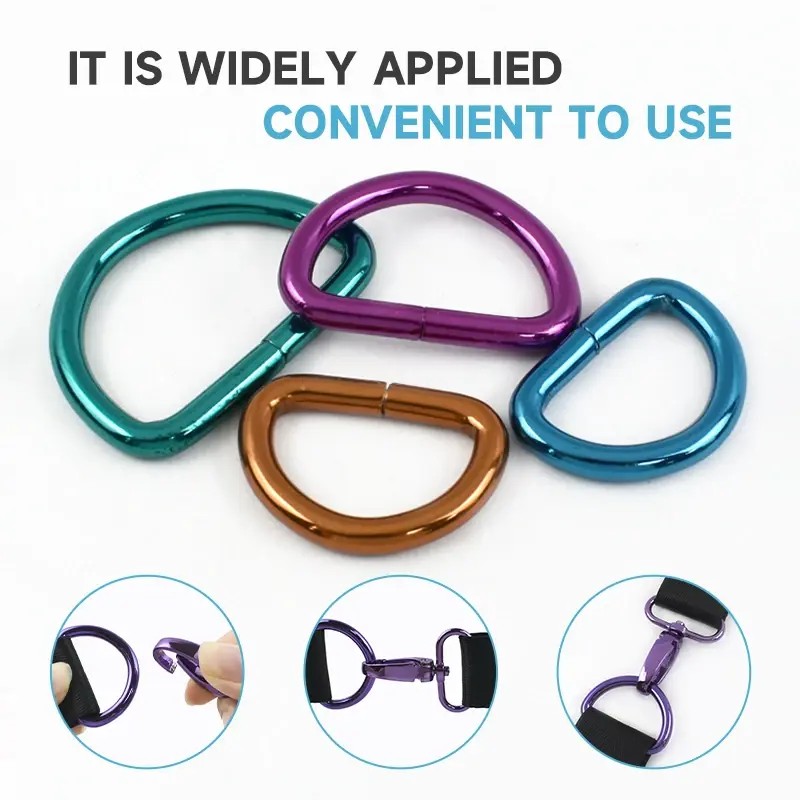 5/10Pcs 20-38mm Colored Metal D Ring Buckles Bag Ring Pet Collar Connector Clasp Keychain Hook Buckle DIY Hardware Accessories