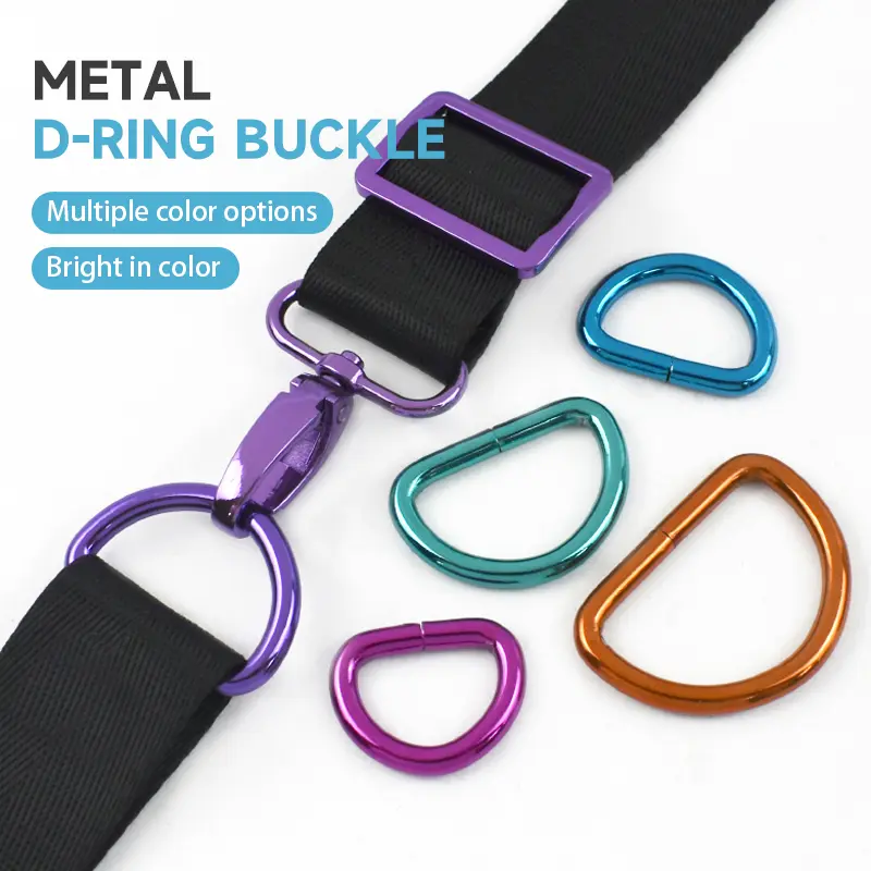 5/10Pcs 20-38mm Colored Metal D Ring Buckles Bag Ring Pet Collar Connector Clasp Keychain Hook Buckle DIY Hardware Accessories