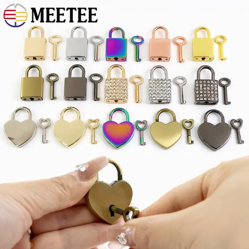 2/5Sets Meetee Bags Padlock Clasp Woman Handbag Key Lock Hang Padlocks Buckle Twist Turn Mortise Latch Clasps Hardware Accessory