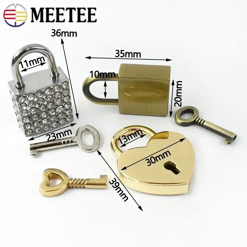2/5Sets Meetee Bags Padlock Clasp Woman Handbag Key Lock Hang Padlocks Buckle Twist Turn Mortise Latch Clasps Hardware Accessory