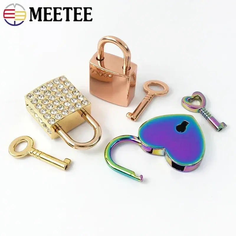 2/5Sets Meetee Bags Padlock Clasp Woman Handbag Key Lock Hang Padlocks Buckle Twist Turn Mortise Latch Clasps Hardware Accessory