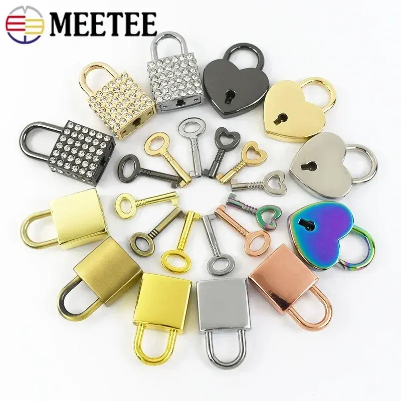 2/5Sets Meetee Bags Padlock Clasp Woman Handbag Key Lock Hang Padlocks Buckle Twist Turn Mortise Latch Clasps Hardware Accessory