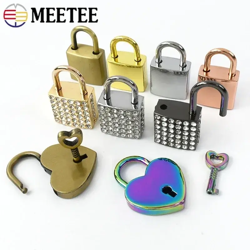 2/5Sets Meetee Bags Padlock Clasp Woman Handbag Key Lock Hang Padlocks Buckle Twist Turn Mortise Latch Clasps Hardware Accessory