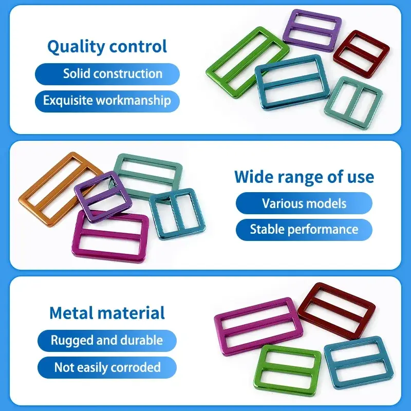 20-38mm 5/10Pcs Metal Buckle for Bags Strap Tri-Glide Slider Hook Webbing Shoes Clasp Belt Loop DIY Leather Hardware Accessories