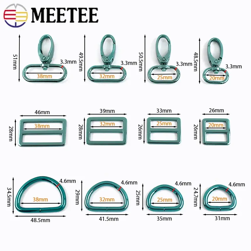 20-38mm 2/3Sets Metal Buckle for Bag Strap D Ring Swivel Lobster Clasp Pet Collar Tri-glide Slider Hook DIY Hardware Accessories