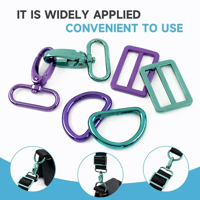 20-38mm 2/3Sets Metal Buckle for Bag Strap D Ring Swivel Lobster Clasp Pet Collar Tri-glide Slider Hook DIY Hardware Accessories