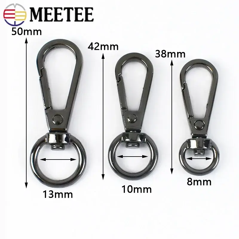 8-13mm 10Pcs Metal Buckles for Bag Straps Swivel Lobster Clasps Handbag Keychain Carabiner Dog Collar Snap Hooks DIY Accessories