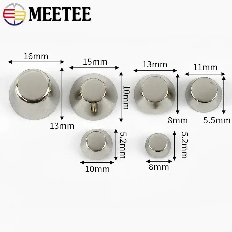 20Pcs 8-16mm Metal Nail Rivets for Handbag Leather Clasp Bag Studs Button Screw Spikes Buckle Nails Wallet DIY Craft Accessories
