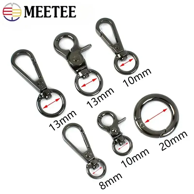 8/10/13mm 10/20Pcs Metal Bags Strap Buckle Lobster Clasp O Ring Pet Collar Carabiner Snap Hook DIY KeyChain Hardware Accessories