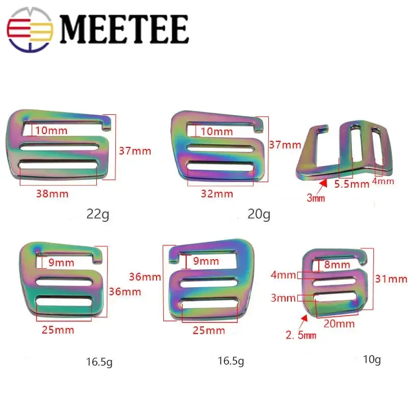 2-5Pcs 19/25/32/38mm Metal Ring Buckles Bag Backpacks Slider Adjuster Clasps Tri-Glide G Hooks DIY Luggage Hardware Accessories