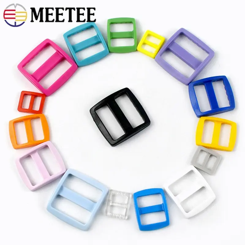 Meetee 10-50Pcs 10-25mm Plastic Ring Buckles Bag Strap Tri-Glide Slider Clasps Pet Collar Adjuster Buckle DIY Sewing Accessories