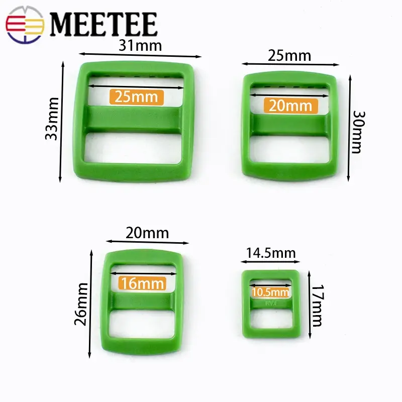 Meetee 10-50Pcs 10-25mm Plastic Ring Buckles Bag Strap Tri-Glide Slider Clasps Pet Collar Adjuster Buckle DIY Sewing Accessories