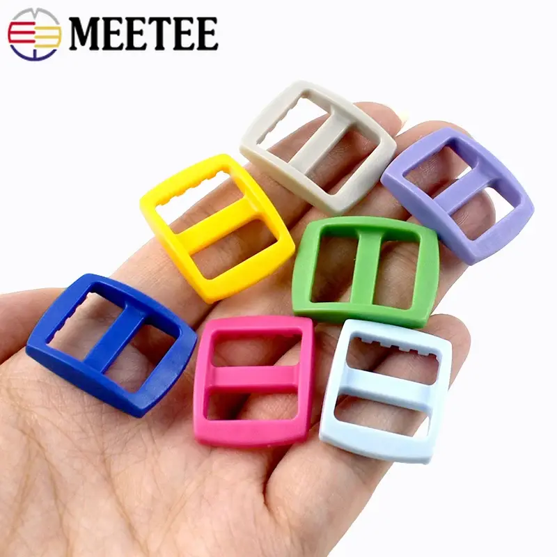 Meetee 10-50Pcs 10-25mm Plastic Ring Buckles Bag Strap Tri-Glide Slider Clasps Pet Collar Adjuster Buckle DIY Sewing Accessories