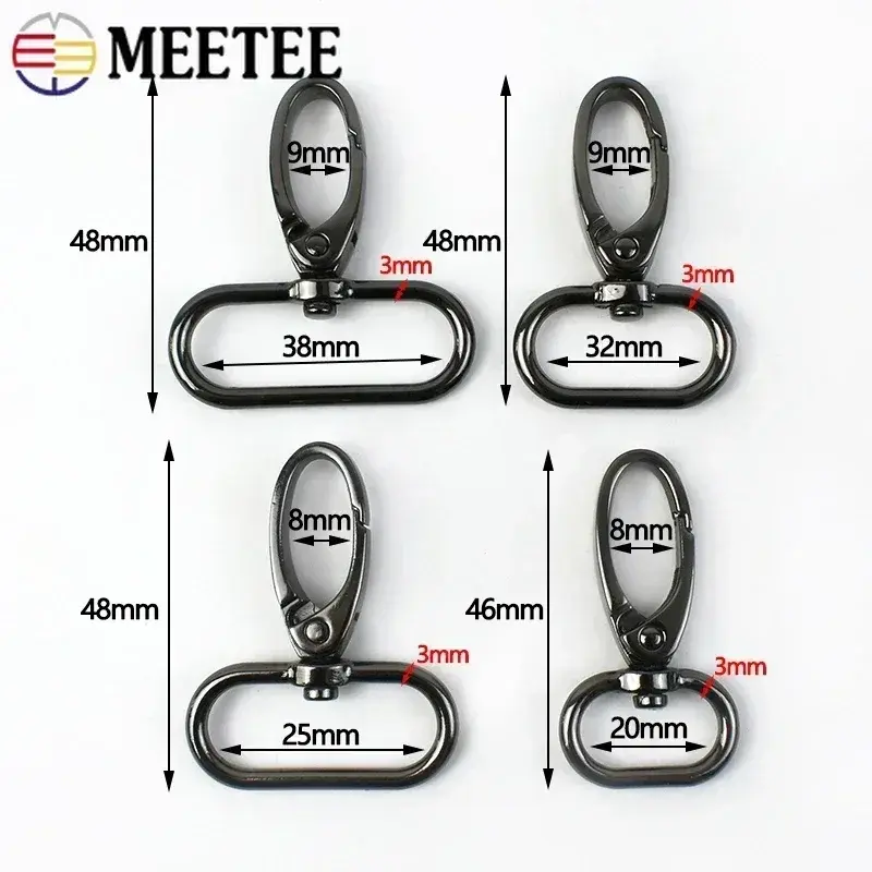 10Pcs 13-38mm Bag Strap Metal Buckles for Sewing Swivel Lobster Clasps Webbing Belt Trigger Snap Hooks DIY Keychain Accessories