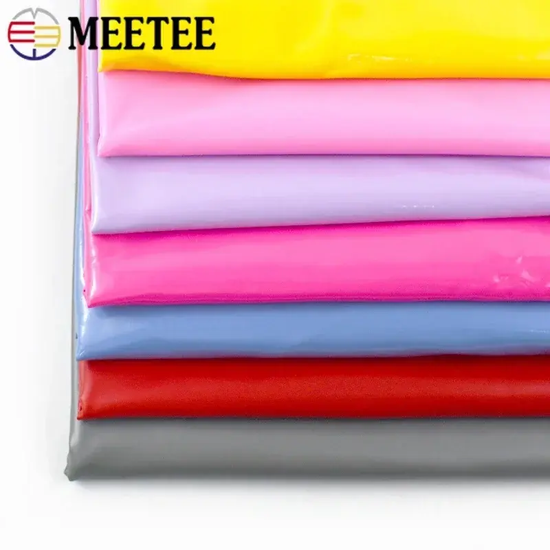 Meetee 50*145cm Shiny Glossy Soft Leather Fabric Elastic Faux PU Fabrics for Dress Clothes Cloth Material DIY Sewing Accessories