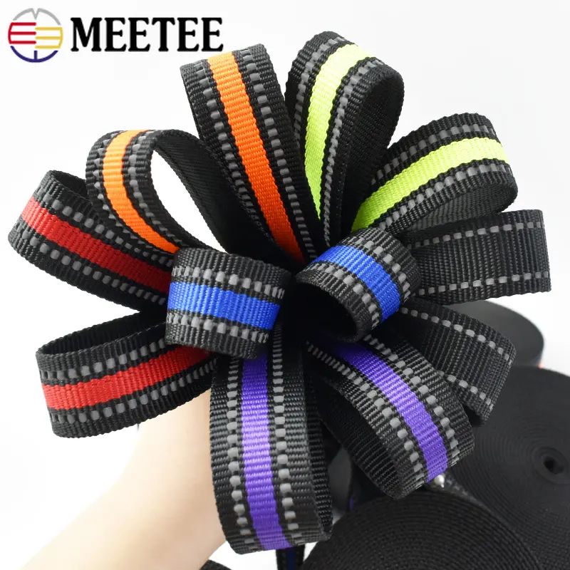 2/5M 15/20/25mm Reflective Webbing Tape for Strap Polyester Ribbon Band Pet Colllar Safety Belt Bias Binding DIY Bag Accessories