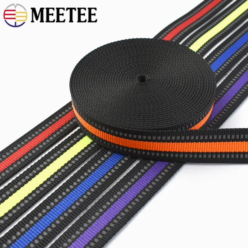 2/5M 15/20/25mm Reflective Webbing Tape for Strap Polyester Ribbon Band Pet Colllar Safety Belt Bias Binding DIY Bag Accessories