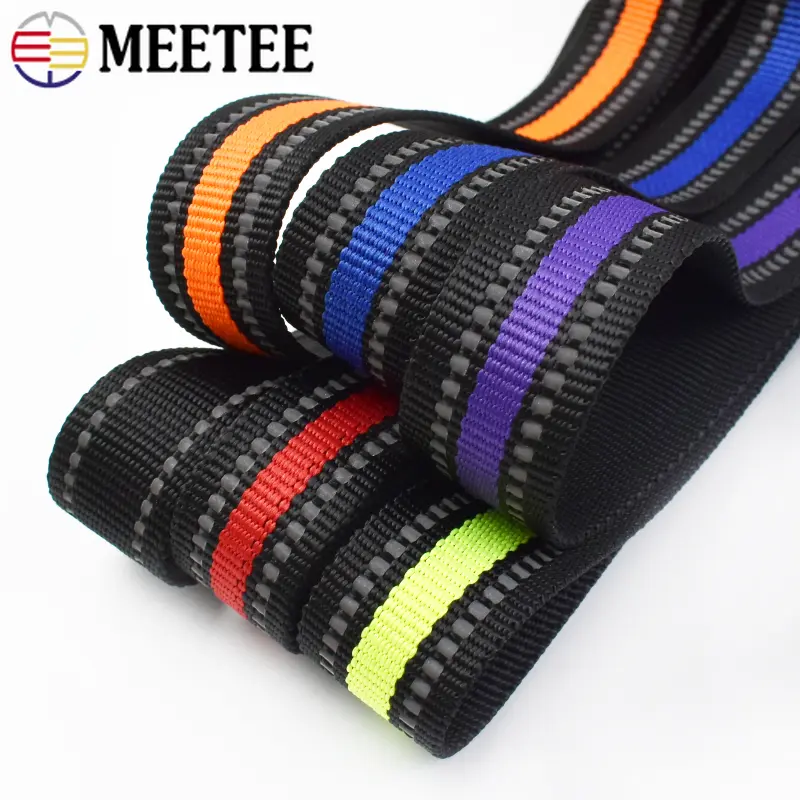 2/5M 15/20/25mm Reflective Webbing Tape for Strap Polyester Ribbon Band Pet Colllar Safety Belt Bias Binding DIY Bag Accessories