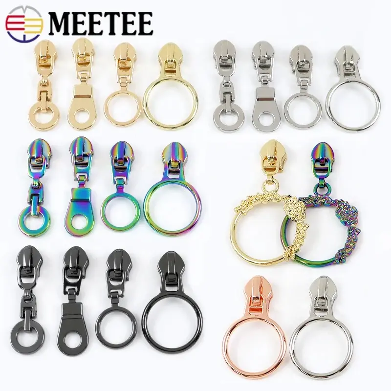 5-20Pcs 5# O Ring Zipper Sliders for Nylon Zippers Bags Zips Pulls Head Wallet Clothes Zip Puller Replacement Sewing Accessories