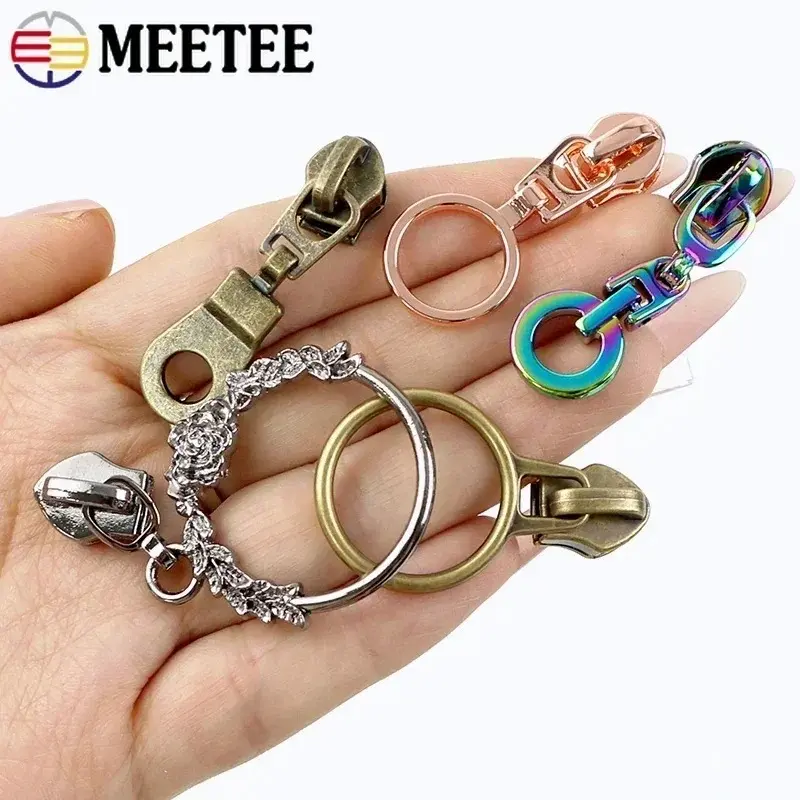 5-20Pcs 5# O Ring Zipper Sliders for Nylon Zippers Bags Zips Pulls Head Wallet Clothes Zip Puller Replacement Sewing Accessories