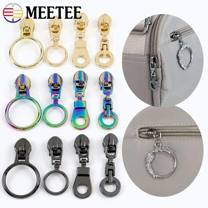 5-20Pcs 5# O Ring Zipper Sliders for Nylon Zippers Bags Zips Pulls Head Wallet Clothes Zip Puller Replacement Sewing Accessories