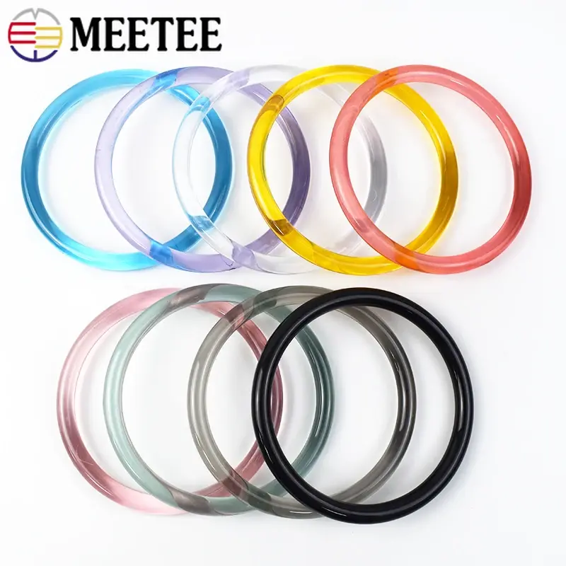 Meetee 1-5Pcs 10cm Bags Ring Handle Color Plastic Handbag Handles Transparent Circular Hanger Luggage Buckles Sewing Accessories