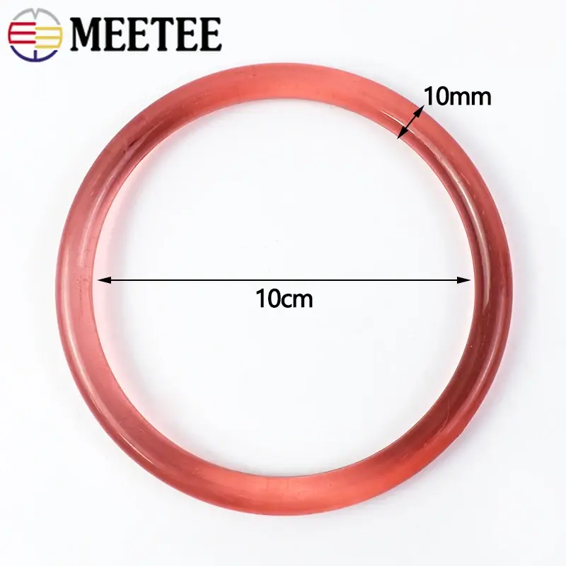 Meetee 1-5Pcs 10cm Bags Ring Handle Color Plastic Handbag Handles Transparent Circular Hanger Luggage Buckles Sewing Accessories