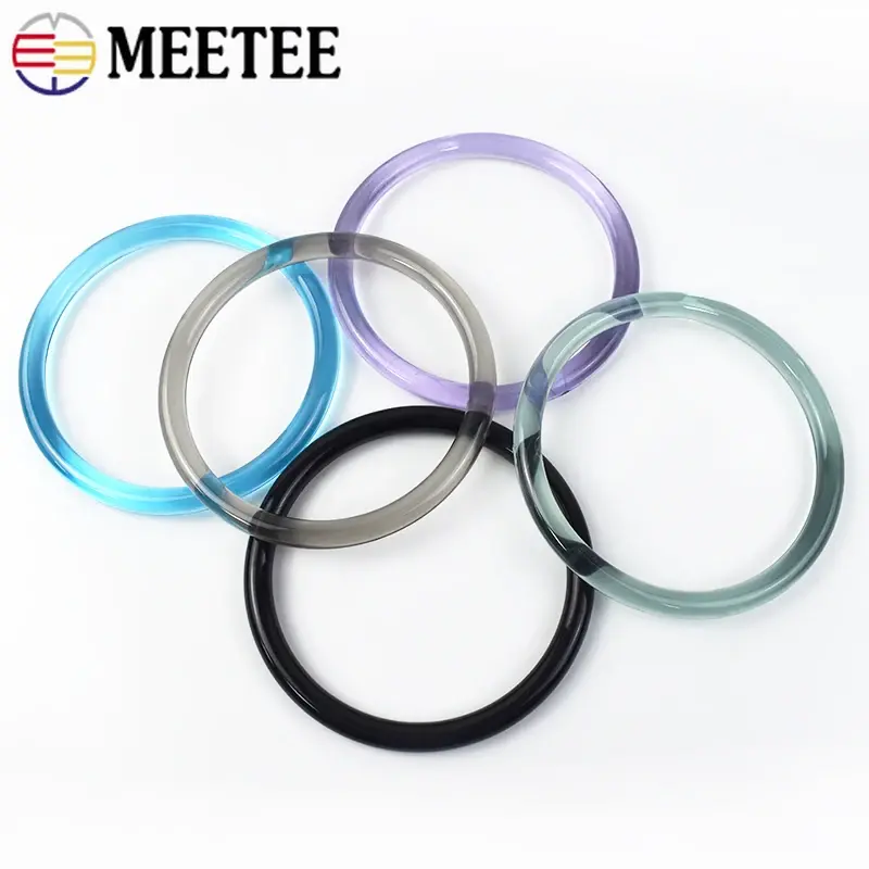 Meetee 1-5Pcs 10cm Bags Ring Handle Color Plastic Handbag Handles Transparent Circular Hanger Luggage Buckles Sewing Accessories