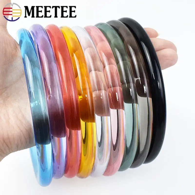 Meetee 1-5Pcs 10cm Bags Ring Handle Color Plastic Handbag Handles Transparent Circular Hanger Luggage Buckles Sewing Accessories