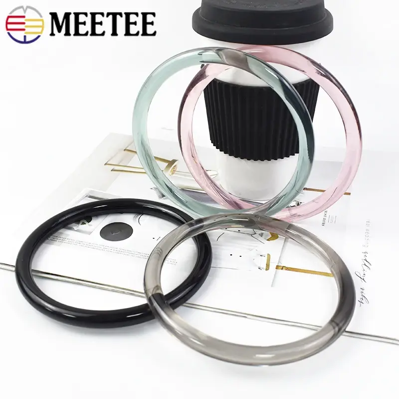 Meetee 1-5Pcs 10cm Bags Ring Handle Color Plastic Handbag Handles Transparent Circular Hanger Luggage Buckles Sewing Accessories
